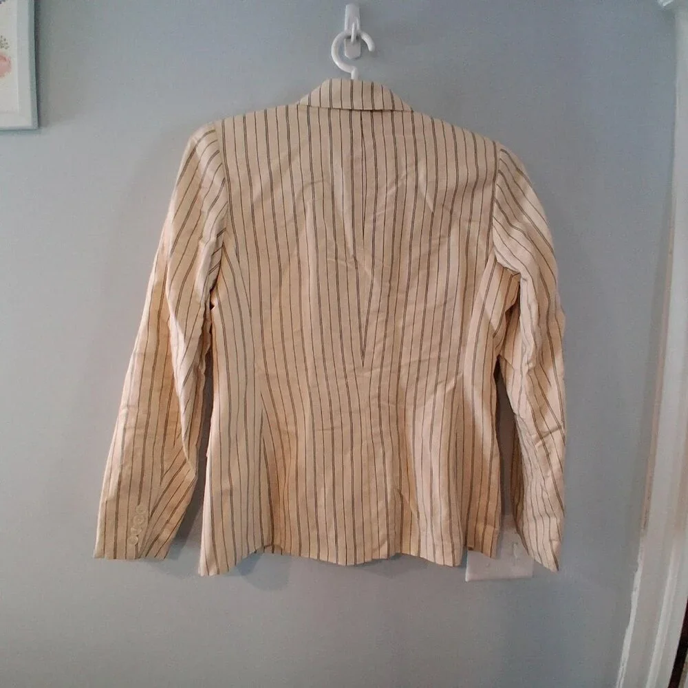 Lauren Ralph Lauren nwt Blazer wmns 8 cream striped linen blend $325 black label